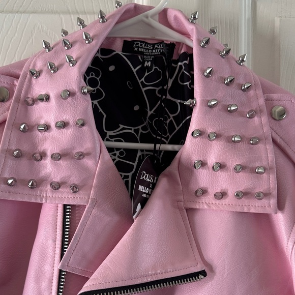 Dolls Kill Pink Leather Jacket with Studs - Picture 2 of 7